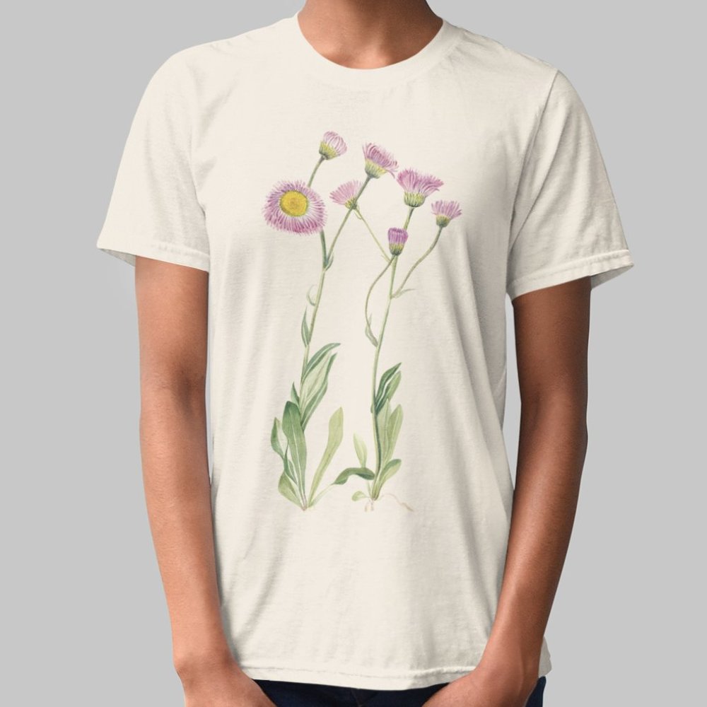Aspen Fleabane Vintage Floral Print Short Sleeve Graphic Tee T-shirt S M L XL
